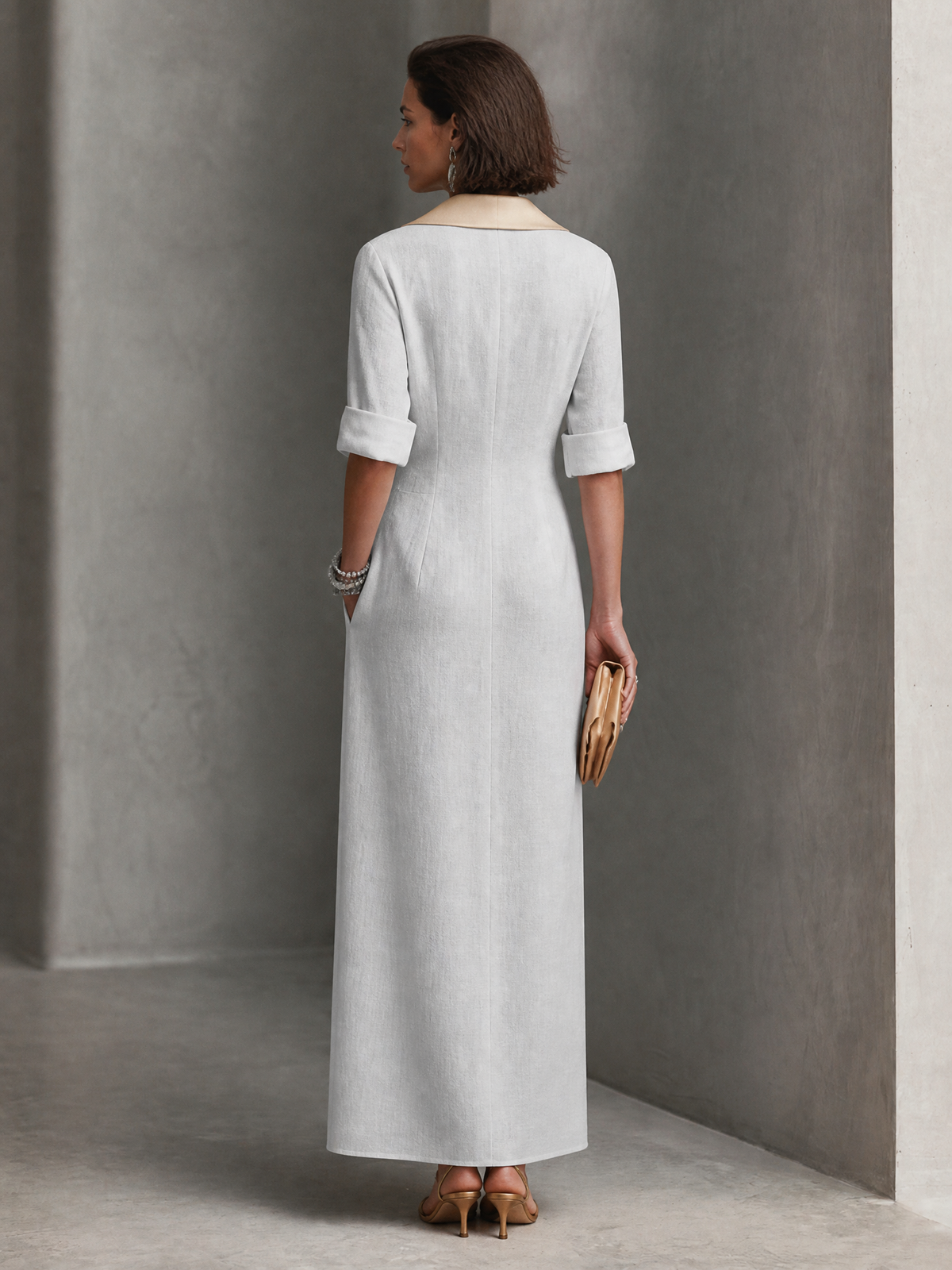 Women's Linen Colorblock Blend Maxi Dress – ModClo