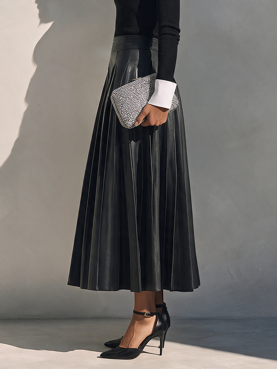 Women's Leather Pleated Skirt – ModClo