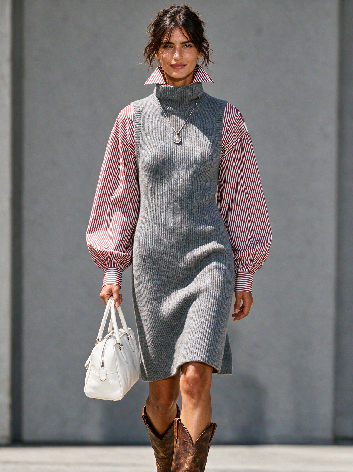 Women's Long Sleeve Striped Sweater Dress – ModClo