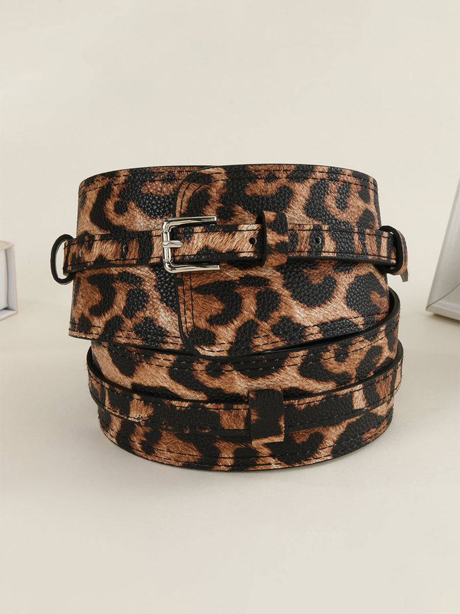 Women's Leopard Leather Asymmetric Print Waist Belt – ModClo