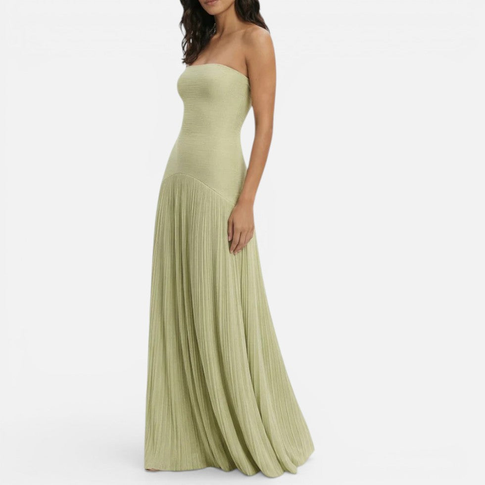 Strapless Pleated Maxi Dress – ModClo, view 3