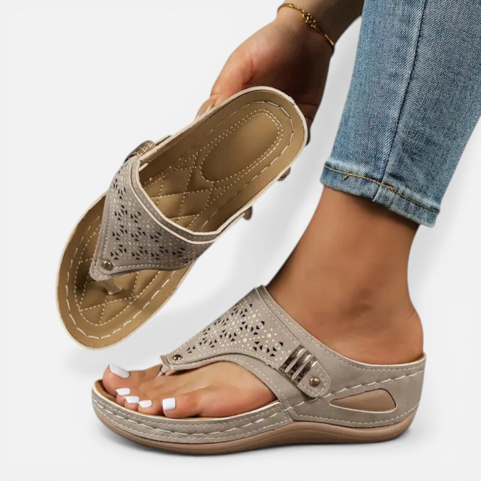 Orthopedic Cut Out Strap Flat Sandals