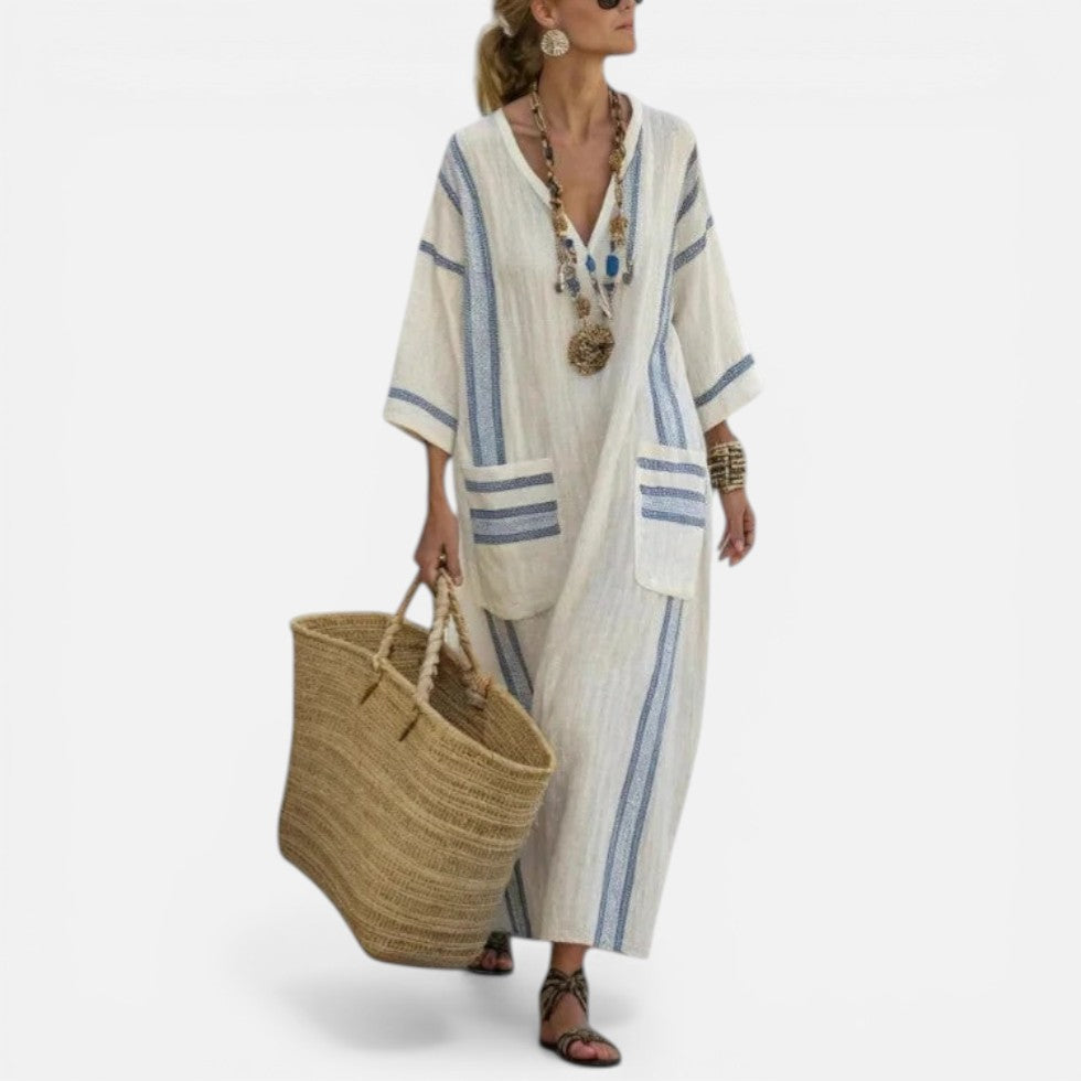 Striped Kaftan Maxi Dress – ModClo, view 6