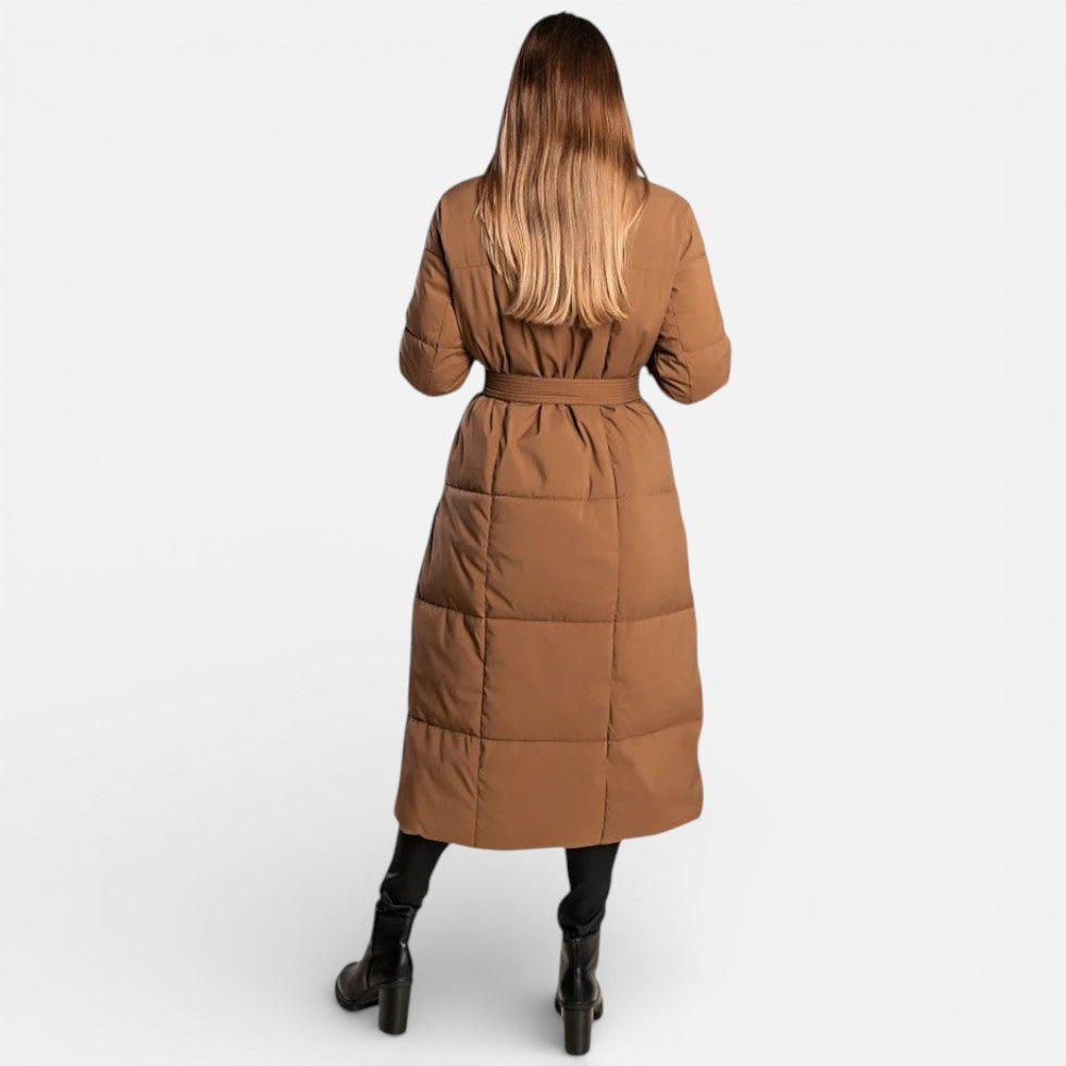 Long Puffer Coat with Belt