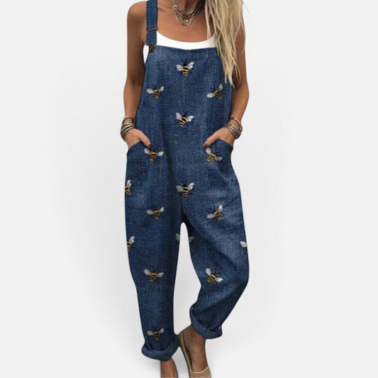 Printed Wide-Leg Dungaree Jumpsuit – ModClo, view 2