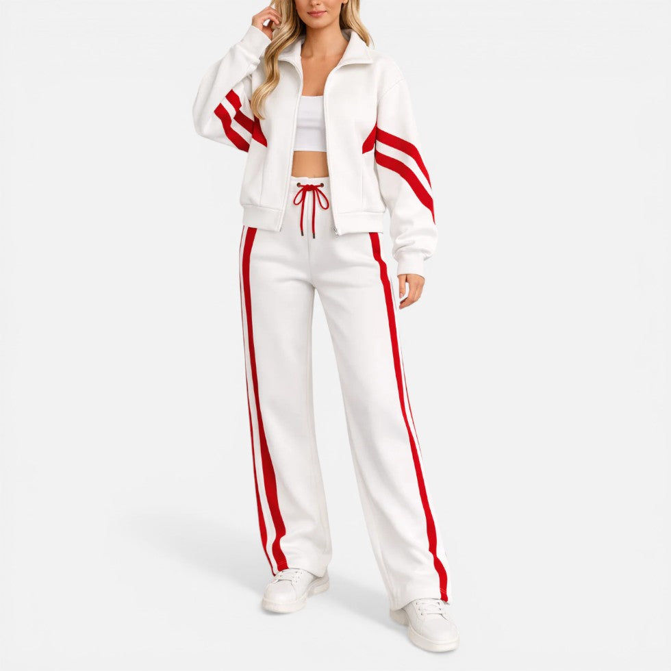 Striped Zip Up Tracksuit Two Piece Set – ModClo, view 4