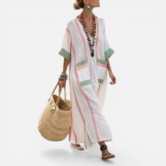 Striped Kaftan Maxi Dress – ModClo, view 2