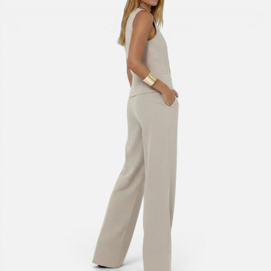 V-Neck Waistcoat and Wide-Leg Trouser Set – ModClo, view 2
