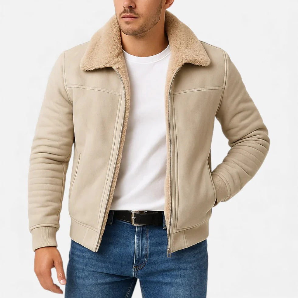 Faux Leather Jacket with Collar