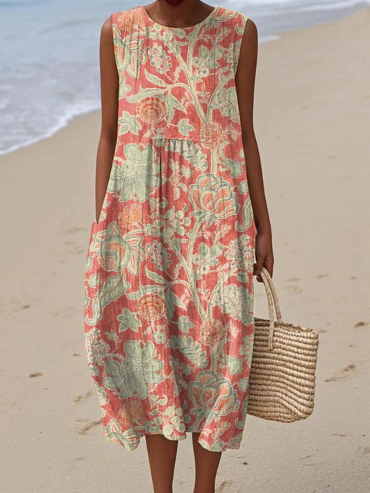Coral floral midi dress — choosing wedding guest colours, ModClo