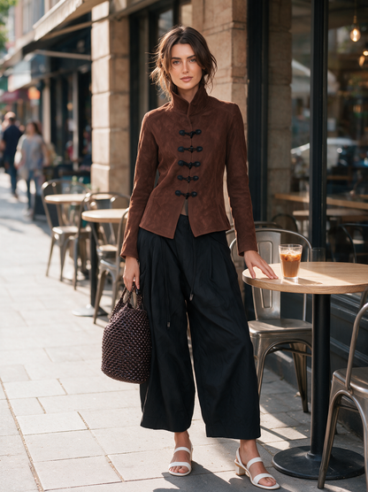 Women's Brown Suede Long Sleeve Jacket – ModClo
