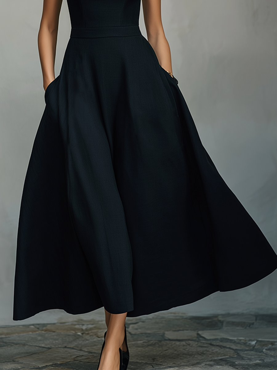 Women's Black Square Neck Maxi Dress – ModClo