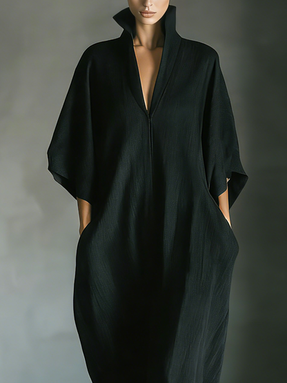 Women's Black Cotton Oversized Maxi Dress – ModClo