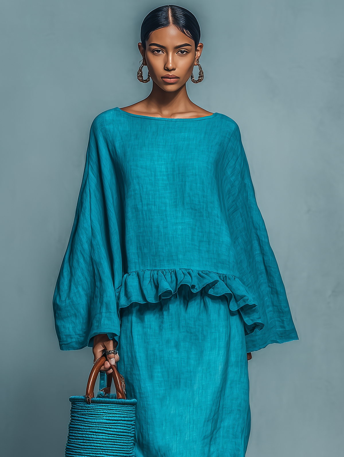 Women's Linen Blend Blouse Skirt Set – ModClo