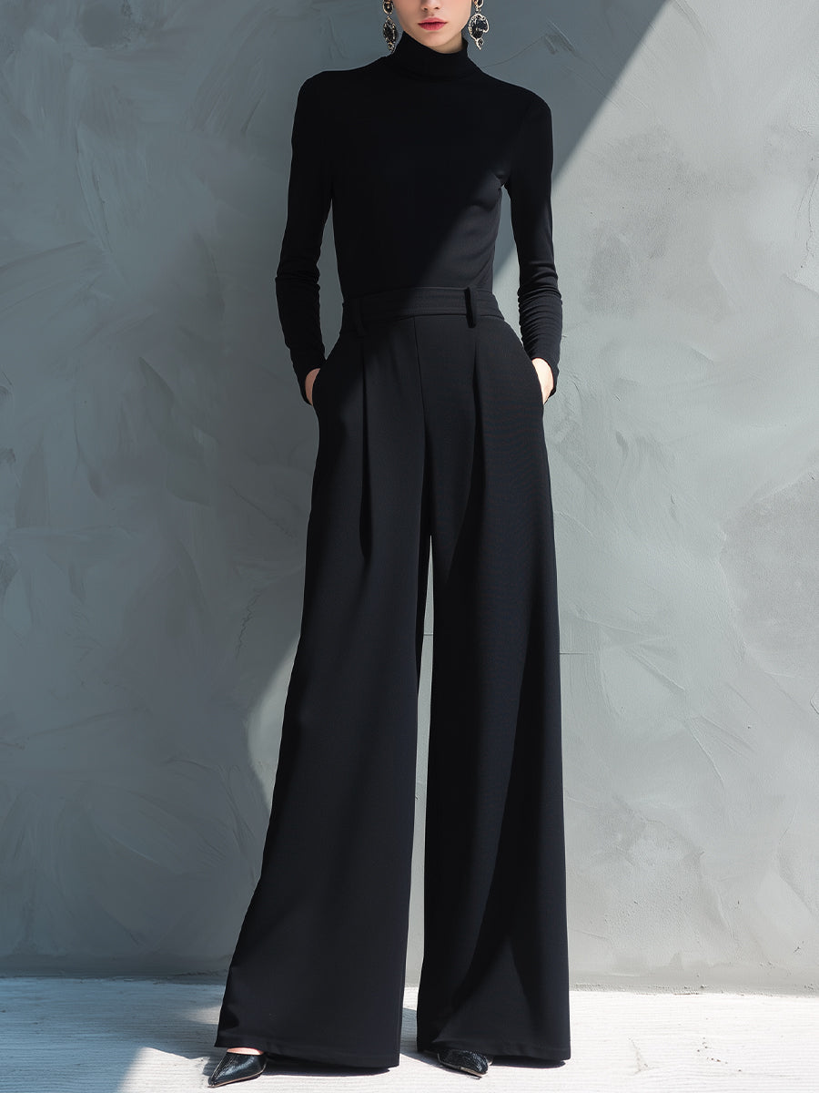 Women's Black Knit Turtleneck Jumpsuit – ModClo