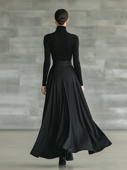 Women's Black Knit High Neck Maxi Dress – ModClo