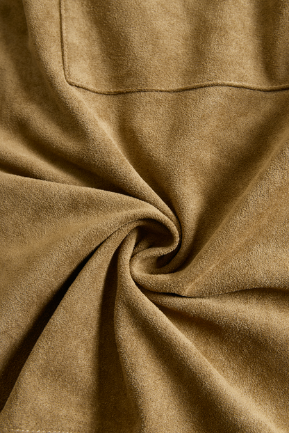 Women's Suede Long Sleeve Lapel Midi Dress – ModClo