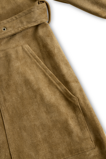 Women's Suede Long Sleeve Lapel Midi Dress – ModClo