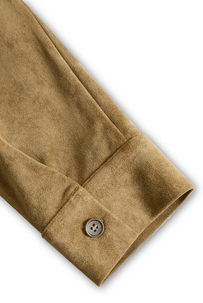 Women's Suede Long Sleeve Lapel Midi Dress – ModClo