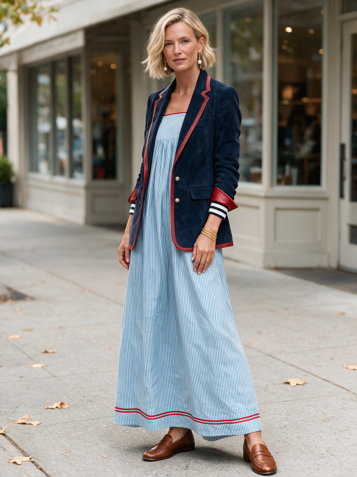 Women's Red Striped Maxi Dress – ModClo
