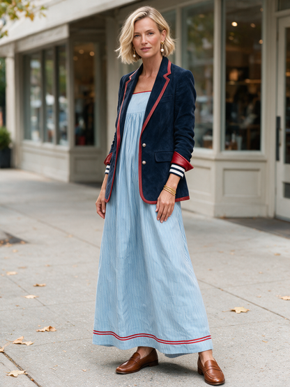 Women's Red Striped Maxi Dress – ModClo