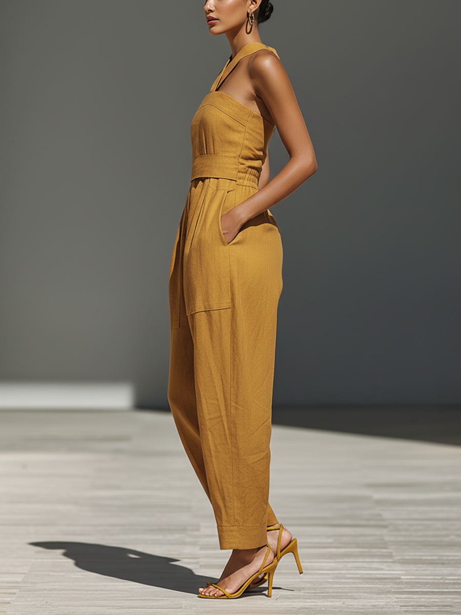 Women's Yellow Linen Jumpsuit – ModClo