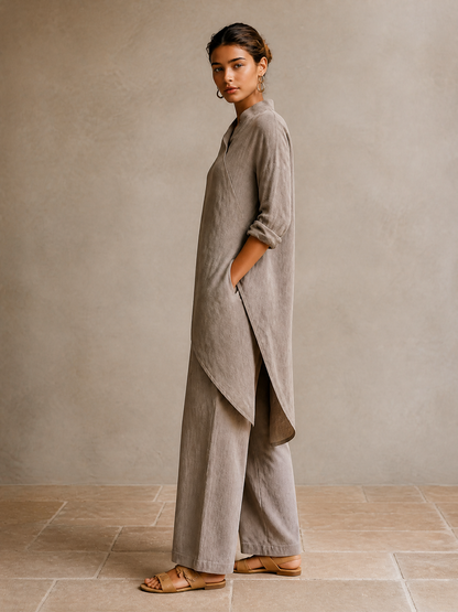 Women's Linen Wrap Asymmetric Two-Piece Set – ModClo