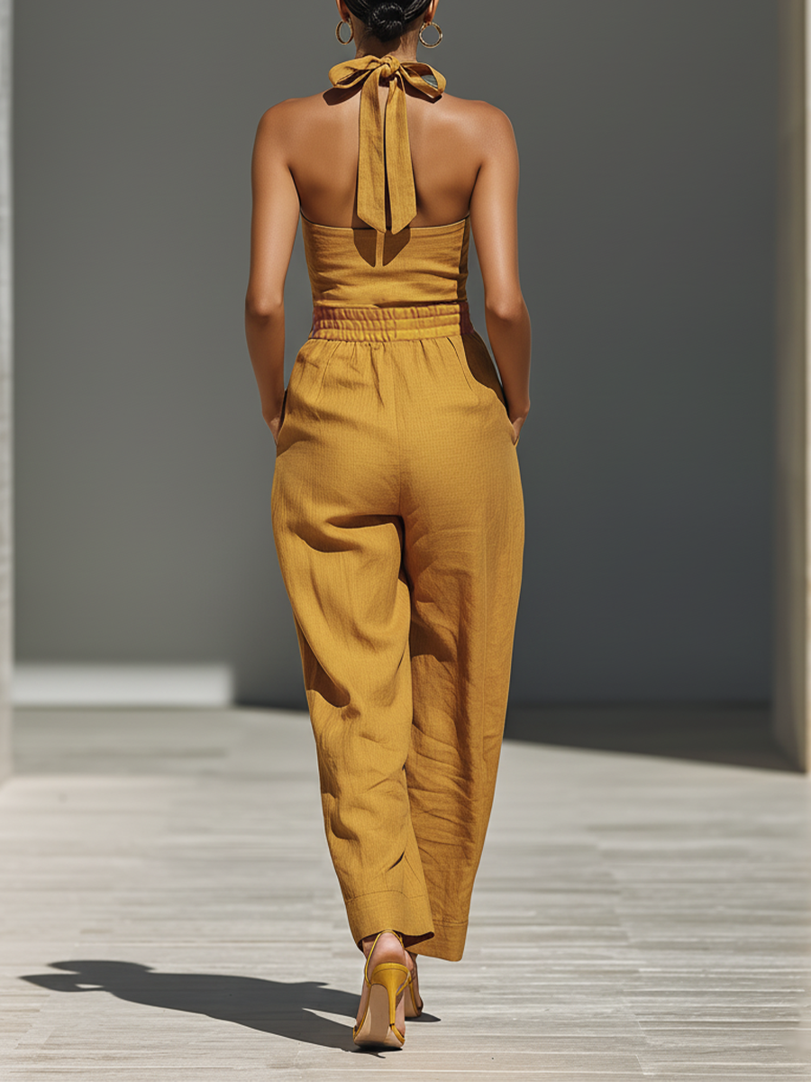 Women's Yellow Linen Jumpsuit – ModClo