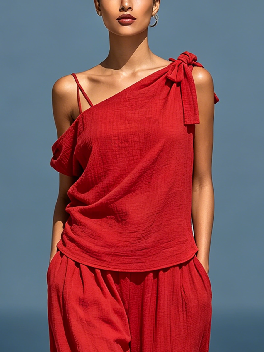 Women's Asymmetric Women’s Redtwo Set – ModClo