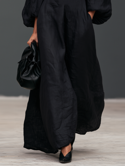 Women's Linen Embroidered Vintage Maxi Dress – ModClo