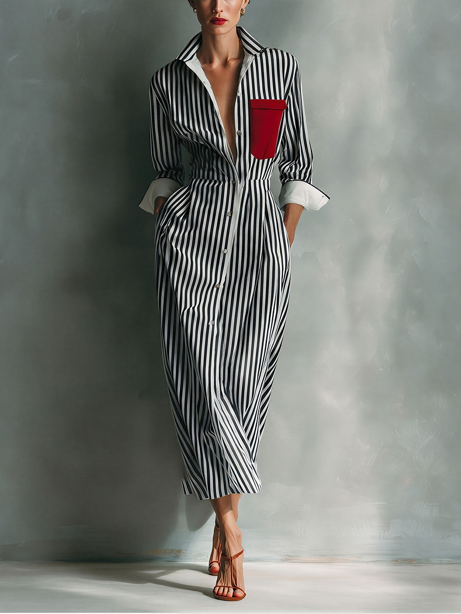 Women's White Cotton Striped Shirt Dress – ModClo