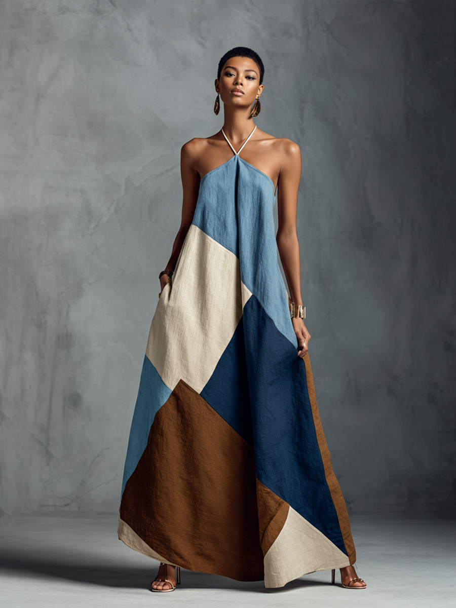 Women's Linen Halter Maxi Dress – ModClo