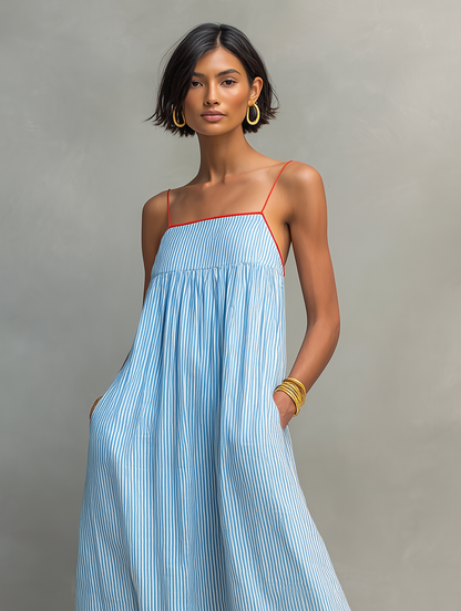 Women's Red Striped Maxi Dress – ModClo