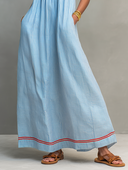 Women's Red Striped Maxi Dress – ModClo