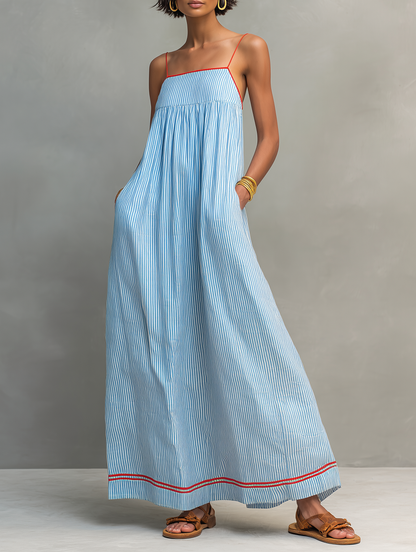 Women's Red Striped Maxi Dress – ModClo