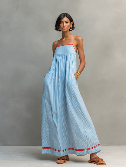 Women's Red Striped Maxi Dress – ModClo
