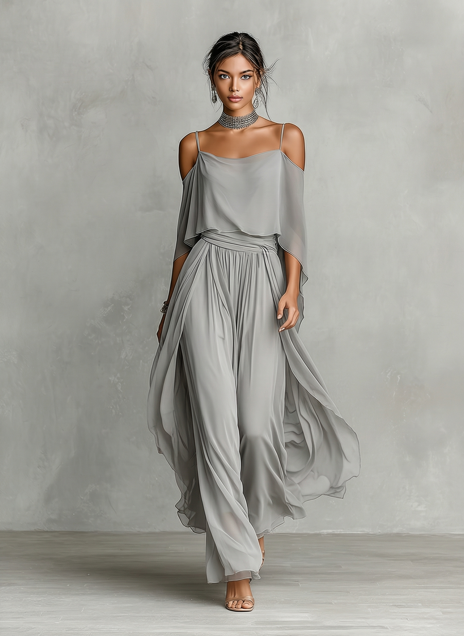 Women's Grey Chiffon Set – ModClo