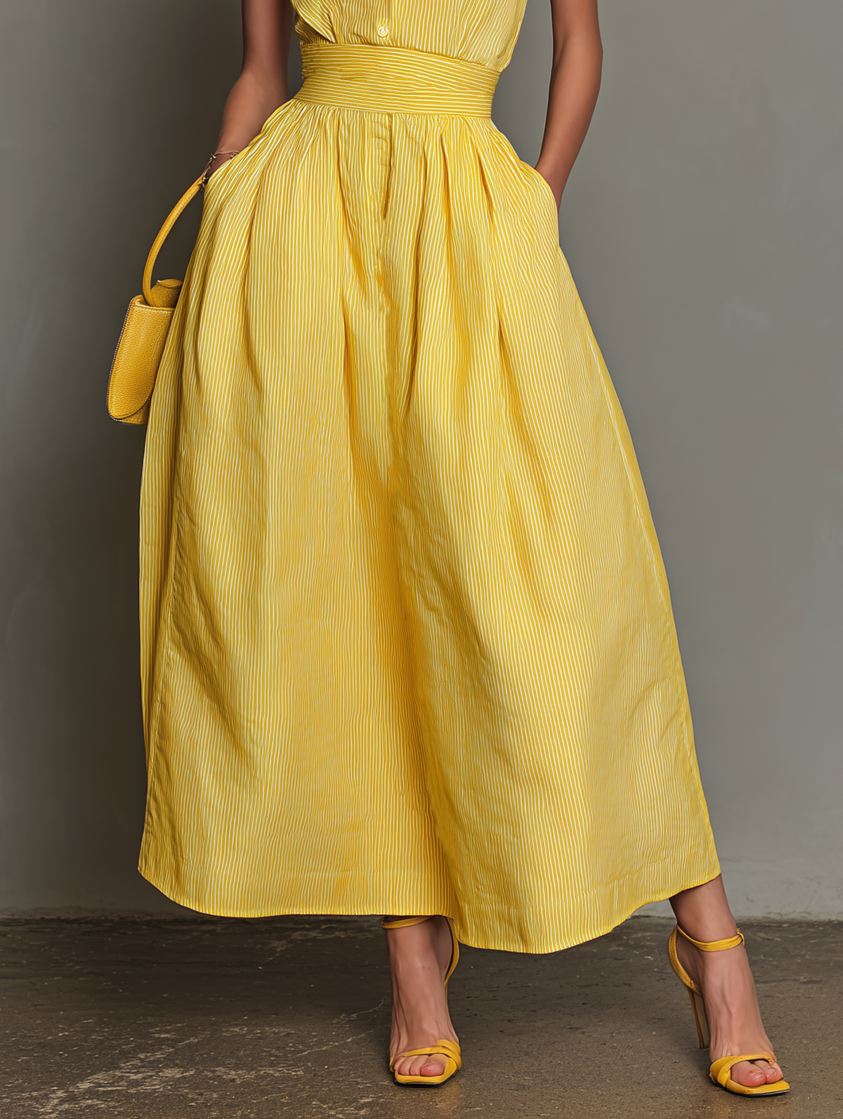 Women's Sleeveless Lapel Striped Maxi Dress – ModClo