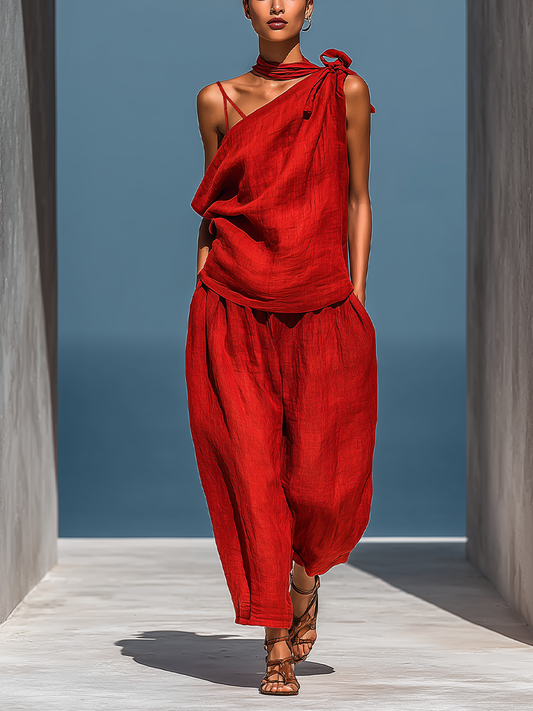 Women's Asymmetric Women’s Redtwo Set – ModClo