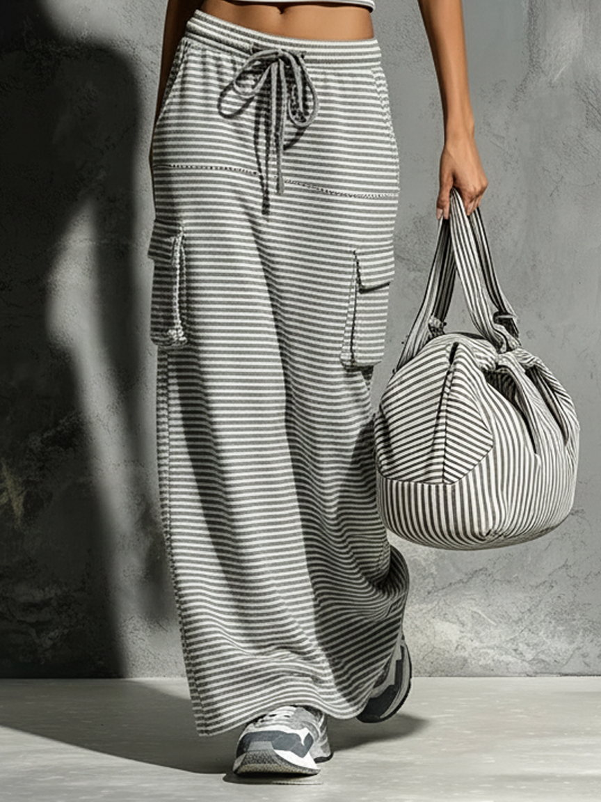 Women's Drawstring Striped Skirt Set – ModClo