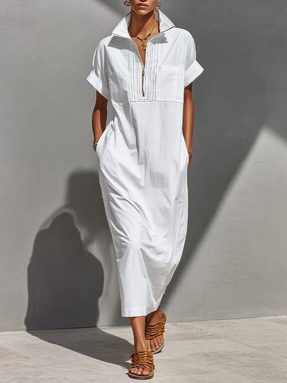 Women's White Cotton Shirt Dress – ModClo