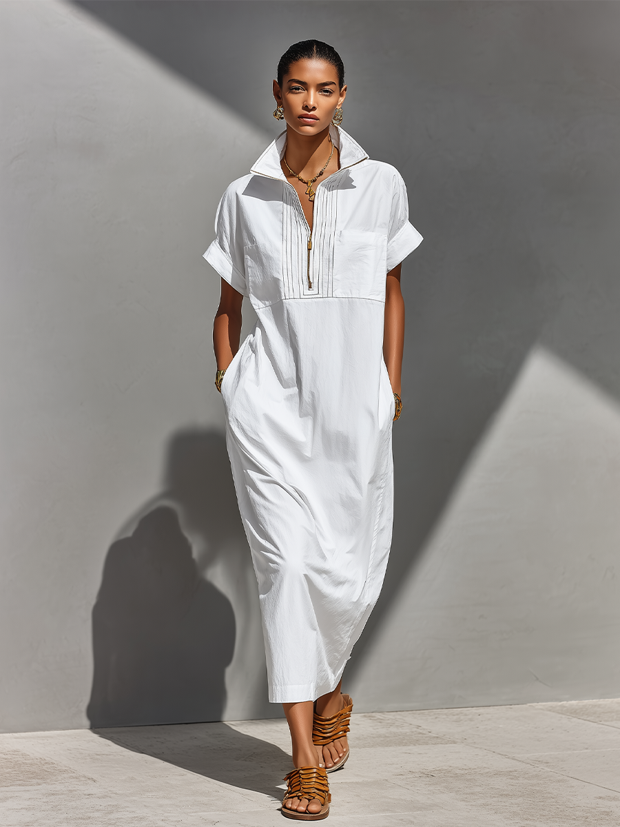 Women's White Cotton Shirt Dress – ModClo