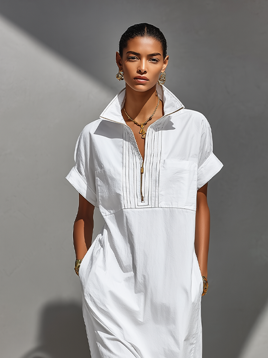 Women's White Cotton Shirt Dress – ModClo