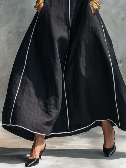 Women's Linen Round Neck Sleeveless Maxi Dress – ModClo