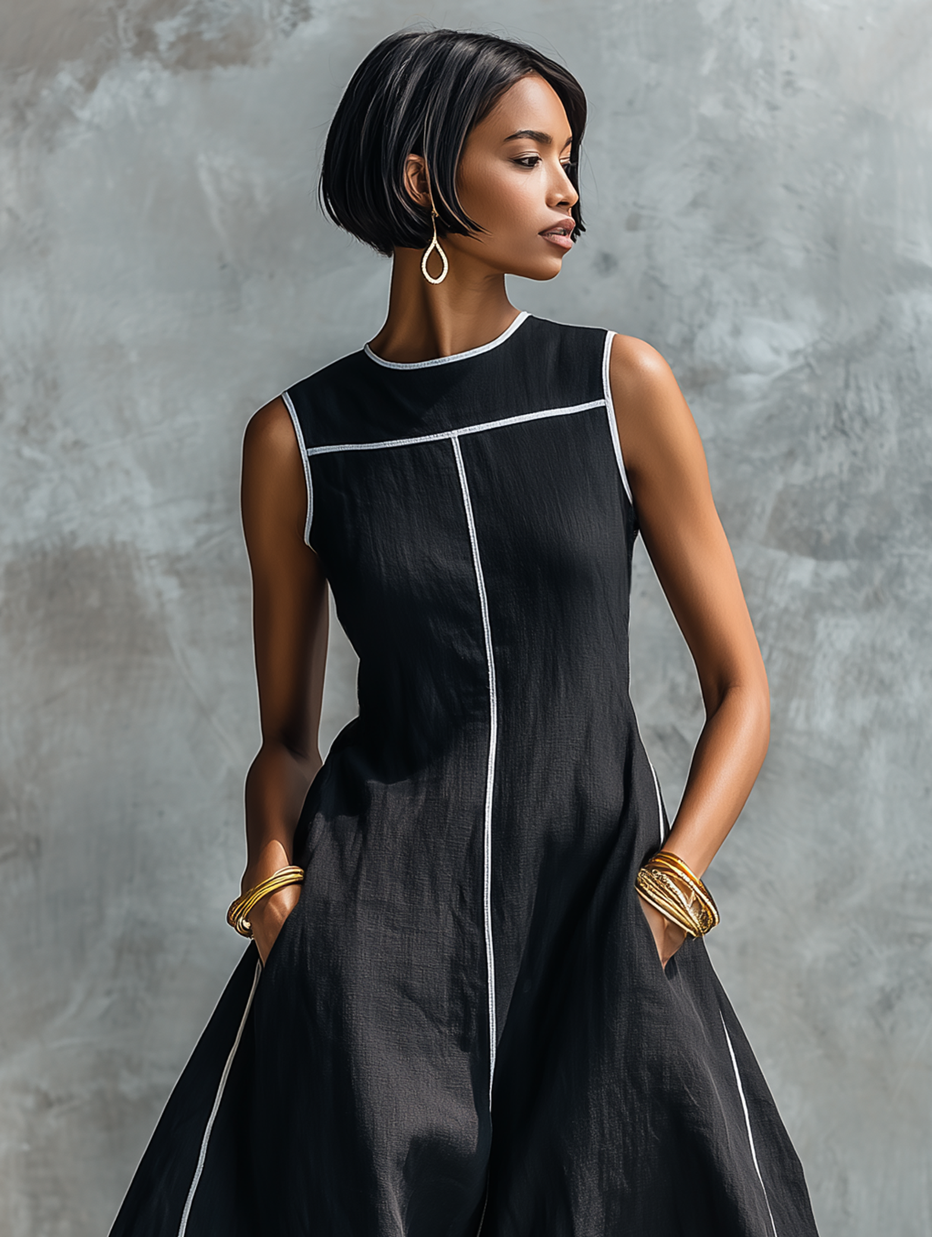 Women's Linen Round Neck Sleeveless Maxi Dress – ModClo