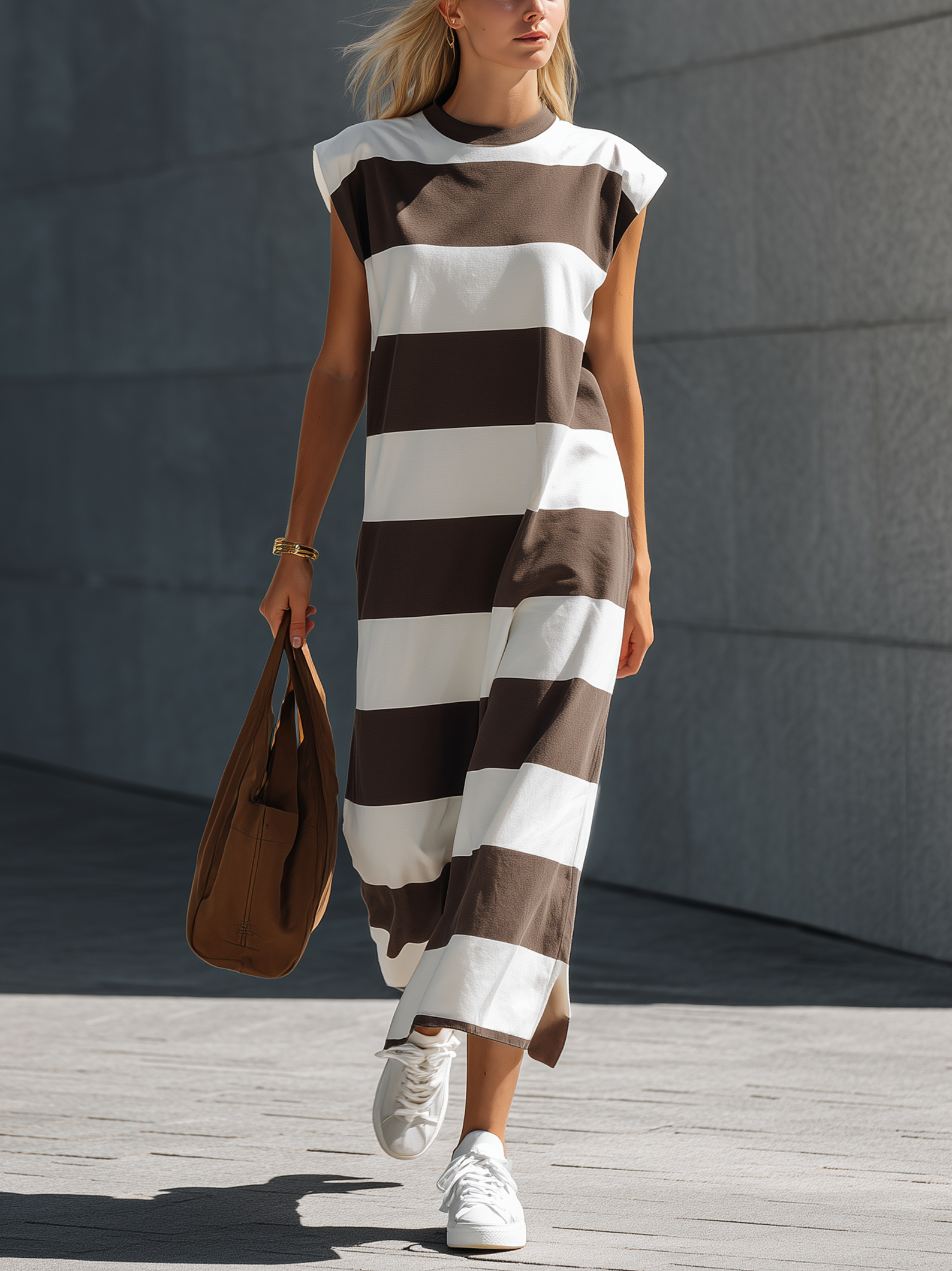 Women's White Knit Sleeveless Maxi Dress – ModClo