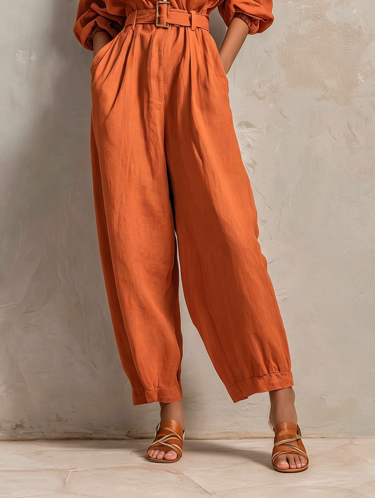 Women's Linen Cotton Belt Jumpsuit – ModClo
