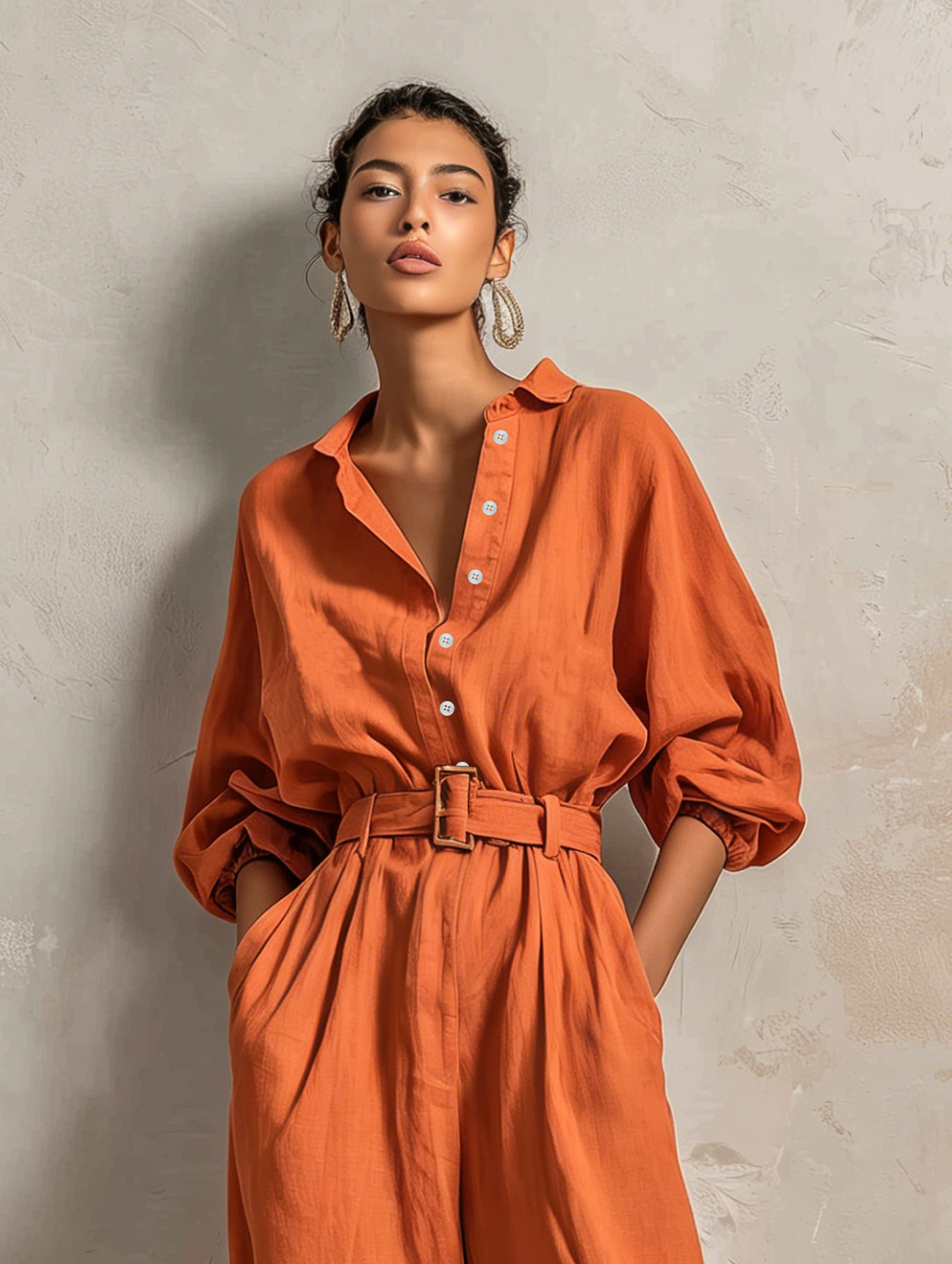 Women's Linen Cotton Belt Jumpsuit – ModClo
