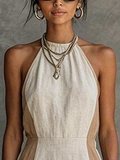 Women's White Linen Halter Mini Dress – ModClo