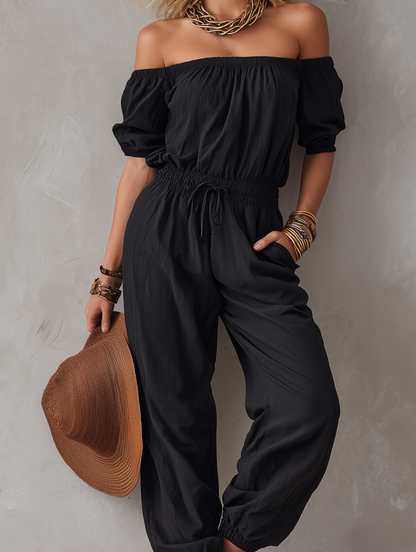 Women's Black Woven Sleeveless Jumpsuit – ModClo